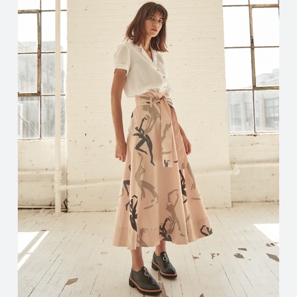 KOWTOW Audition Skirt Dancer Size M (8) Pale Pink Abstract Print Art to Wear - Picture 14 of 15